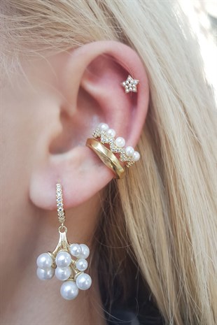 TEKLİ İNCİLİ SALKIM GÜMÜŞ KÜPE