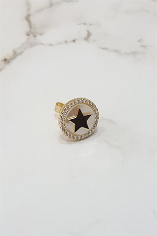 Tekli Italyan sedefli Yıldızlı Gümüş Küpe