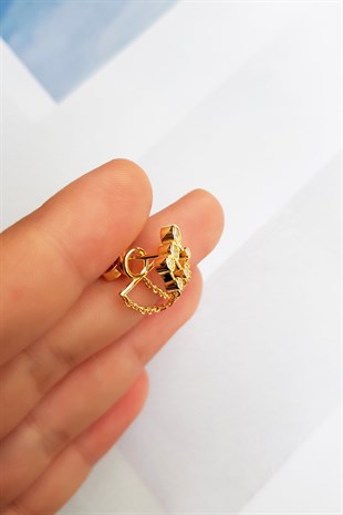 TEKLİ İTHAL 3 STONE CHAİN GÜMÜŞ KÜPE