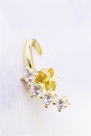 TEKLİ İTHAL 4 TAŞLI GÜMÜŞ KÜPE