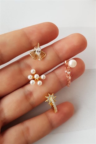 TEKLİ İTHAL 6 TOPLU İNCİ GÜMÜŞ KÜPE