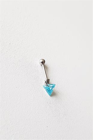 TEKLİ İTHAL AQUA FANCY KESİM ÜCGEN GÜMÜŞ KÜPE PİERCİNG