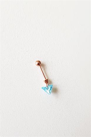 TEKLİ İTHAL AQUA FANCY KESİM ÜCGEN GÜMÜŞ KÜPE PİERCİNG