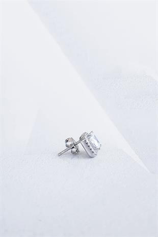 TEKLİ İTHAL BAGET G COLOR MOZANİT GÜMÜŞ KÜPE