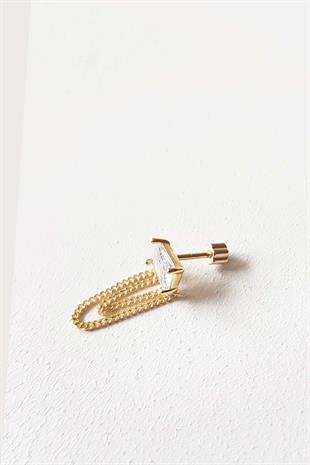 TEKLİ İTHAL BAGET KARE ZİNCİRLİ GÜMÜŞ PİERCİNG