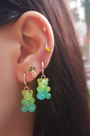 TEKLİ İTHAL BANANA GÜMÜŞ PİERCİNG KÜPE