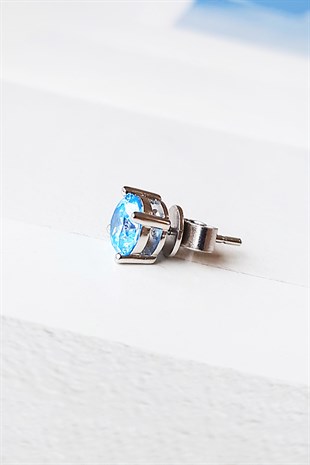 TEKLİ İTHAL BLUE TEKTAŞ GÜMÜŞ KÜPE