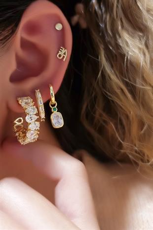 TEKLİ İTHAL DAMLA BUZ KESİM TAŞLI GÜMÜŞ KÜPE