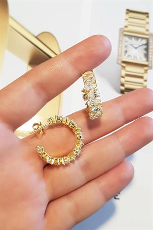 TEKLİ İTHAL DAMLA BUZ KESİM TAŞLI GÜMÜŞ KÜPE