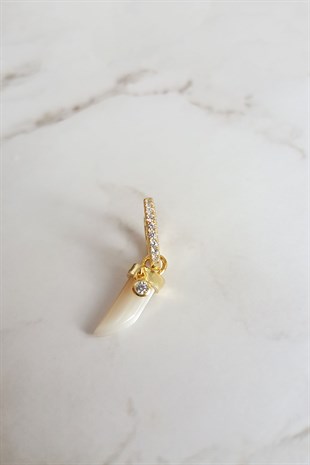 TEKLİ İTHAL FİL DİŞİ GÜMÜŞ KÜPE