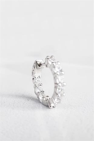 TEKLİ İTHAL 1.7CM HALKA MOZANİT D RENK TAŞLI GÜMÜŞ KÜPE