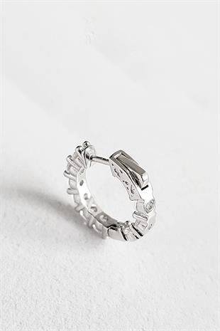 TEKLİ İTHAL 1.7CM HALKA MOZANİT D RENK TAŞLI GÜMÜŞ KÜPE