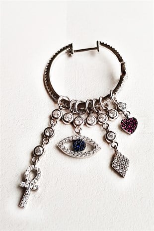 TEKLİ İTHAL HALKA SALLANTILI FİGÜRLÜ GÜMÜŞ KÜPE