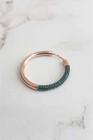 TEKLİ İTHAL HALKASI TAŞLI GÜMÜŞ KÜPE