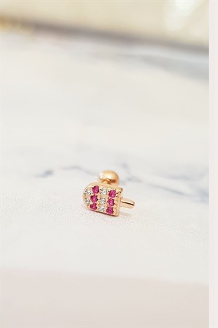 SINGLE IMPORTED ICE CREAM SILVER PIERCED EARRINGS