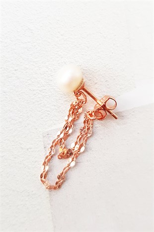 TEKLİ İTHAL İNCİ DOUBLE ZİNCİRLİ GÜMÜŞ KÜPE