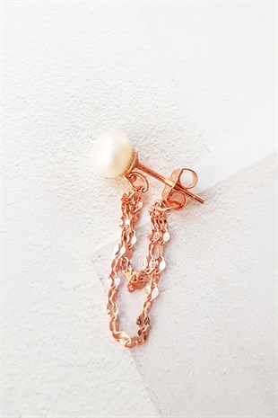 TEKLİ İTHAL İNCİ DOUBLE ZİNCİRLİ GÜMÜŞ KÜPE