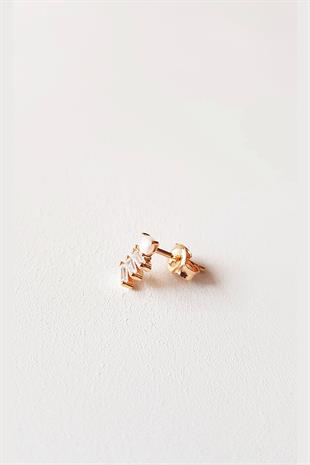 TEKLİ İTHAL İNCİ YEŞİL BAGET MİNİ ROSE GÜMÜŞ KÜPE