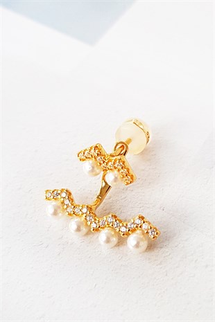 TEKLİ İTHAL İNCİLİ ZİGZAG GÜMÜŞ KÜPE