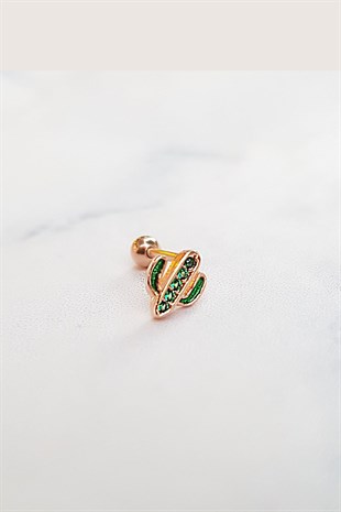 TEKLİ İTHAL KAKTÜS GÜMÜŞ PİERCİNG KÜPE