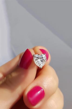 TEKLİ İTHAL KALP HEART G COLOR MOZANİT GÜMÜŞ KÜPE