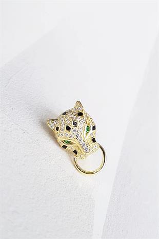 TEKLİ İTHAL KAPLAN TASARIM GÜMÜŞ KÜPE