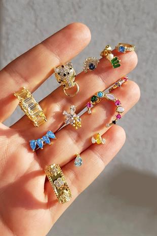 TEKLİ İTHAL KAPLAN TASARIM GÜMÜŞ KÜPE