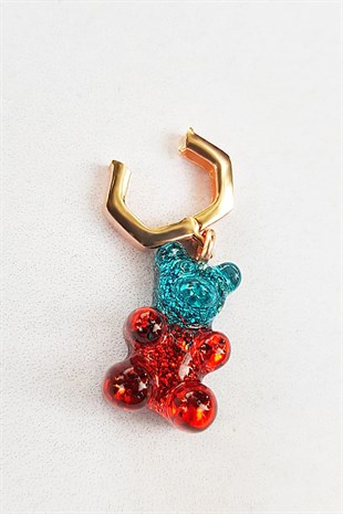 TEKLİ İTHAL KIRMIZI MAVİ SİMLİ JELİBON GÜMÜŞ KOLYE UCU