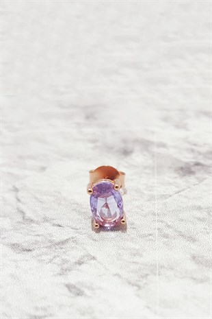 TEKLİ İTHAL LİLA TAŞLI GÜMÜŞ KÜPE