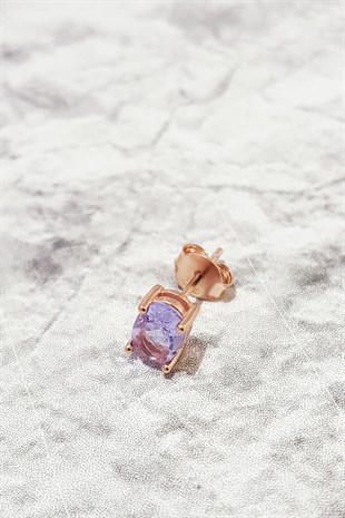 TEKLİ İTHAL LİLA TAŞLI GÜMÜŞ KÜPE