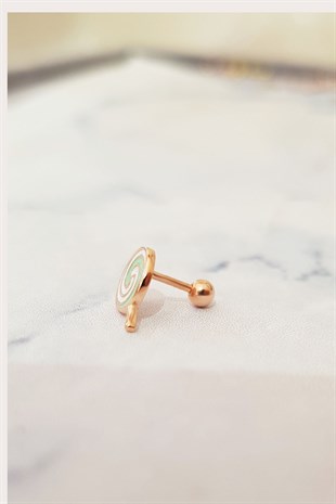 SINGLE IMPORTED LOLLIPOP SILVER PIERCED EARRINGS