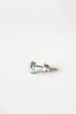 TEKLİ İTHAL MİNİ FANCY KESİM AQUA KALB GÜMÜŞ KÜPE