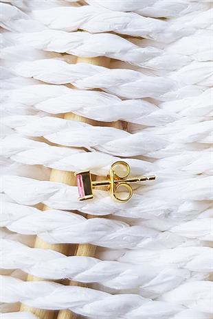 TEKLİ İTHAL MİNİ FUŞYA BAGET GÜMÜŞ KÜPE