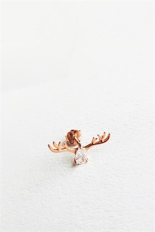 Tekli Ithal Mini Geyik Gümüş Küpe