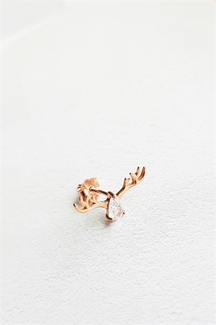 Tekli Ithal Mini Geyik Gümüş Küpe