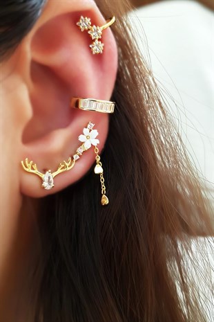 TEKLİ İTHAL MİNİ GEYİK GÜMÜŞ KÜPE