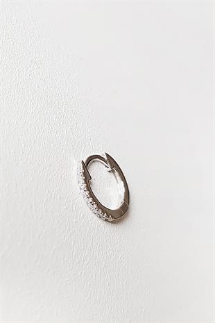 TEKLİ İTHAL MİNİ HALKA TAŞLI GÜMÜŞ KÜPE