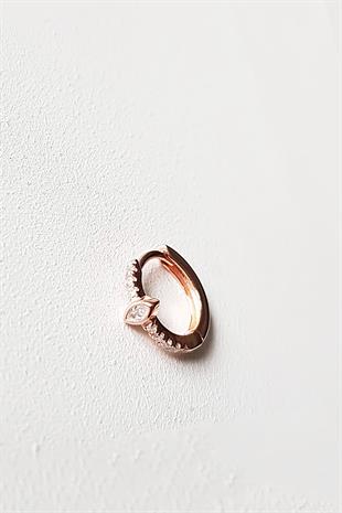 TEKLİ İTHAL MİNİ HOOP TAŞLI ROSE GÜMÜŞ KÜPE
