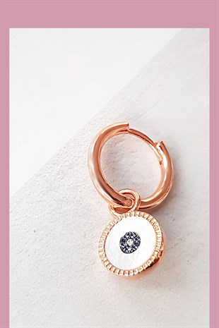 TEKLİ İTHAL MİNİ MAVİ TAŞLI CİRCLE GÜMÜŞ KÜPE