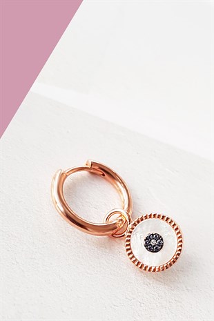 TEKLİ İTHAL MİNİ MAVİ TAŞLI CİRCLE GÜMÜŞ KÜPE