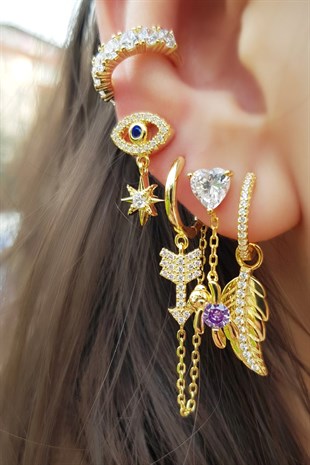 TEKLİ İTHAL OK ZİNCİR GÜMÜŞ KÜPE