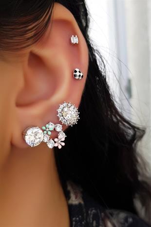 TEKLİ İTHAL OVAL G COLOR MOZANİT GÜMÜŞ KÜPE