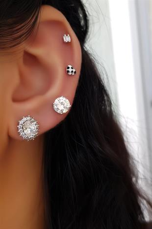 TEKLİ İTHAL OVAL G COLOR MOZANİT GÜMÜŞ KÜPE