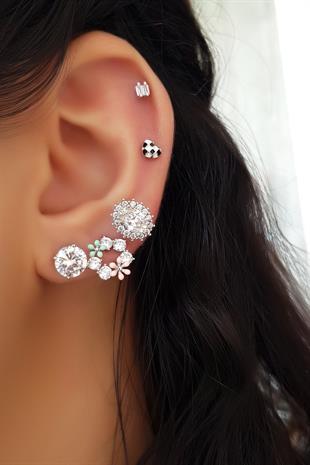 TEKLİ İTHAL OVAL G COLOR MOZANİT GÜMÜŞ KÜPE