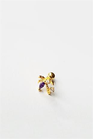 TEKLİ İTHAL PALMİYE GÜMÜŞ PİERCİNG KÜPE