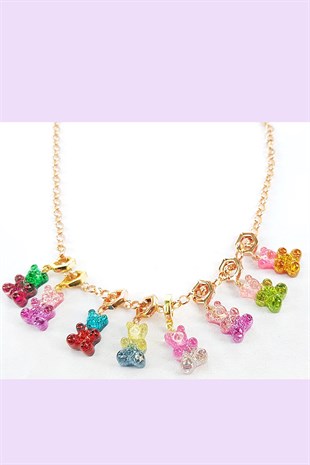 TEKLİ İTHAL PEMBE YEŞİL SİMLİ JELİBON GÜMÜŞ KOLYE UCU