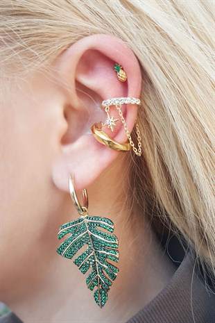 TEKLİ İTHAL PİNEAPPLE  GÜMÜŞ PİERCİNG KÜPE