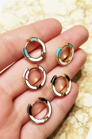 TEKLİ İTHAL PİNK AND WHİTE GÜMÜŞ KÜPE