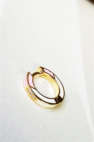 TEKLİ İTHAL PİNK AND WHİTE GÜMÜŞ KÜPE