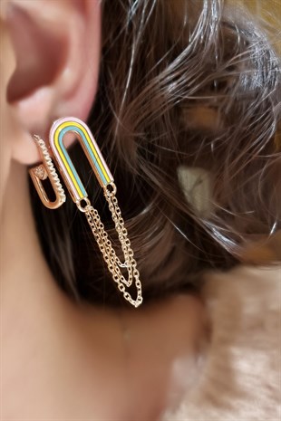 TEKLİ İTHAL RAİNBOW GÜMÜŞ KÜPE